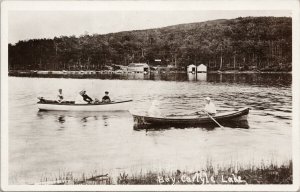 Carlyle Lake Saskatchewan White Bear Lake SK Boats People RPPC Postcard H12