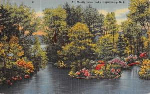 Lake Hopatcong New Jersey Air Castle Isles Linen Antique Postcard K57080