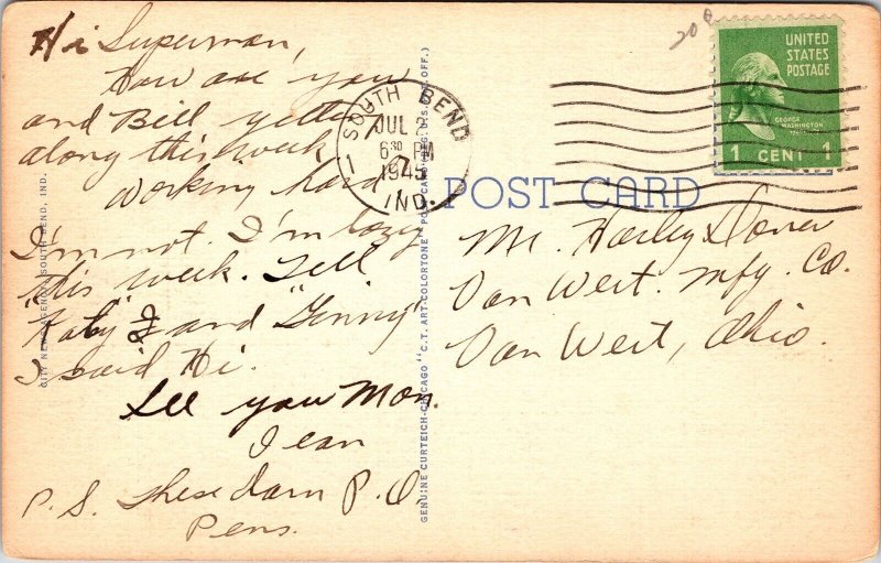 Scene Pottawatomi Park South Bend Indiana IN Linen Postcard PM Cancel Clean WOB  