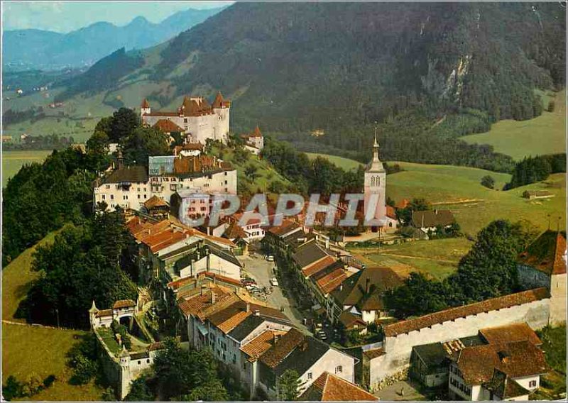 Modern Postcard Gruyeres cites historical near Bulle