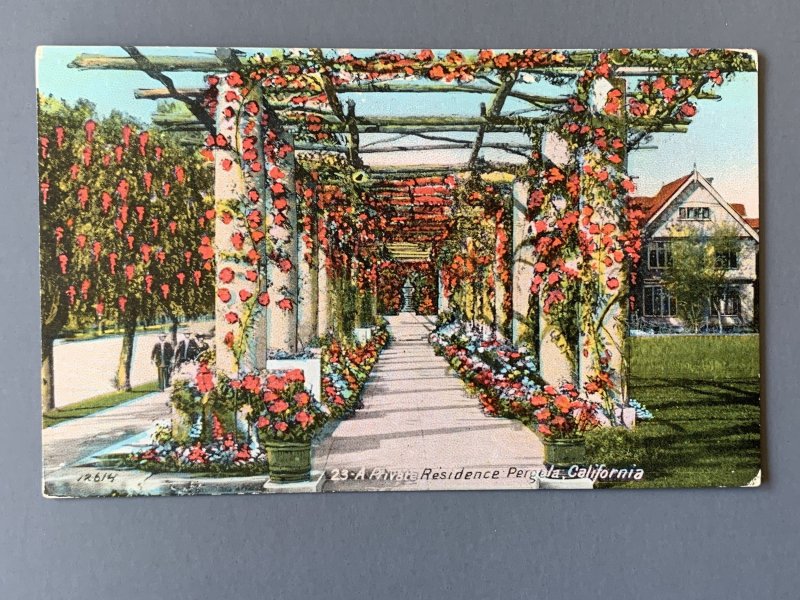 A Private Residence Pergola CA Litho Postcard A11498083310