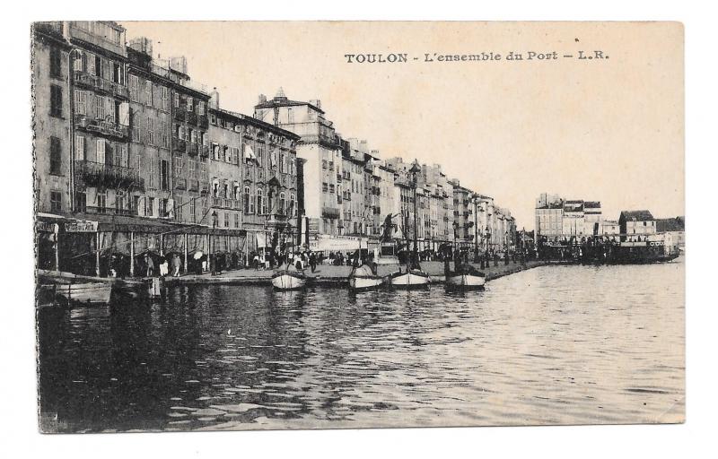 France Toulon L'ensemble du Port L. R. boats Vintage Postcard