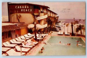 Biloxi Mississippi Postcard Cabana Beach Hotel Swimming Pool Scene 1953 Vintage