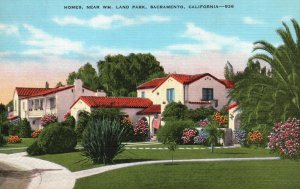 Vintage Postcard Homes Near Wm Land Park Sacramento California W.C. Spangler Pub