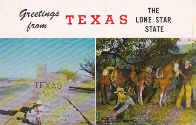 Texas Greetings From The Lone Star State Showing Texas Entrance Marker