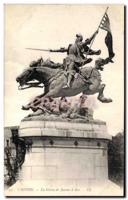 Old Postcard Chinon The Statue of Joan & # 39Arc