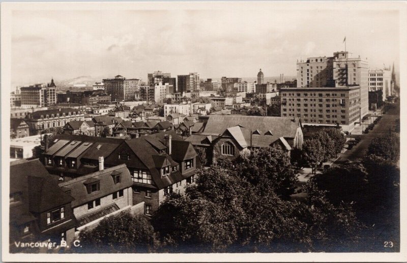 Vancouver BC Skyline Downtown Unused Leonard Frank RPPC Postcard H56