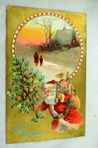 Circa 1900-10 Santa Claus Tree Toys Doll Horse Fabulous Christmas Postcard P32