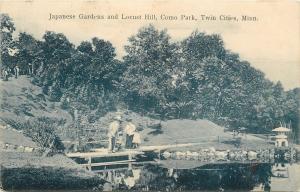 Twin Cities Minnesota~Family Crosses Footbridge @ Japanese Gardens~1909~Postcard 