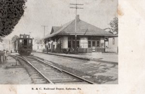 12454 Caboose at Reading & Columbia Railroad Depot, Ephrata, Pennsylvania 1906