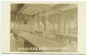 Keokuk IA B.P.O. Elks Pool Table Room RPPC Real Photo Postcard