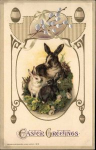 Winsch Easter Beautiful Rabbit Family c1910 Vintage Postcard