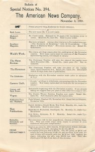 AMERICAN NEWS COMP.-SPECIAL NOTICE 394-LIST OF DISTRIBUTED PUBLICATIONS IN 1901