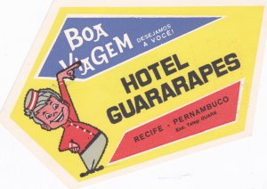 Brasil Pernambuco Recife Hotel Guararapes Vintage Luggage Label sk3097