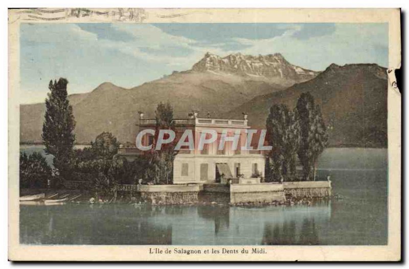 Old Postcard L & # 39ile Salagnon and the Dents du Midi