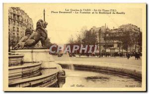 Old Postcard Paris Bel Air Picpus Daumesnil Square Fountain and the Lion Reui...