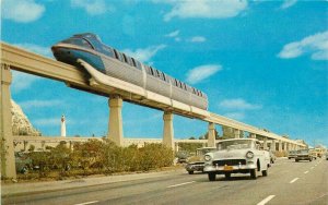 Amusement Anaheim California Disneyland Monorail Postcard automobiles 11141