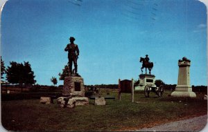 Statues of General Buford, Reynolds & Hall's Second Maine Battery Postcard PC87