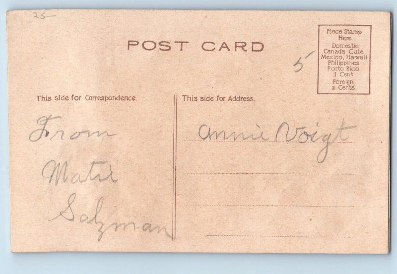 Christmas Postcard Angel Cherub Holly Berries House Airbrushed c1910's Antique