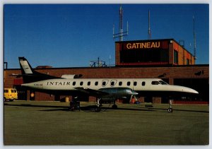 Aviation Postcard Aeroport de Gatineau Quebec Intair Airlines Swearingen CB13