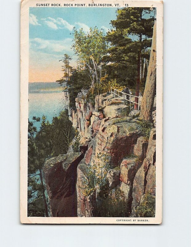 Postcard Sunset Rock Rock Point Burlington Vermont USA