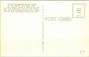 View Sermon Mount Grotto West Bend Iowa IA Postcard Curteich VTG UNP Vintage 