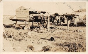 H63/ Interesting RPPC Postcard c1920 Fort Yukon Alaska Fur Indian Village 115