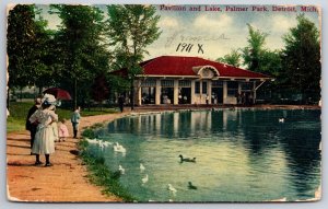 Pavilion & Lake Palmer Park Detroit Michigan~Vintage Postcard