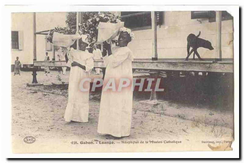  Gabon Vintage Postcard Loango Neophytes of the catholic mission