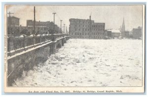 1907 Ice Jam and Flood Bridge Street Bridge Grand Rapids MI Disaster Postcard