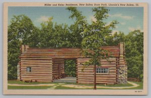 New Salem State Park Illinois~Miller & Kelso Residence~Linen Vintage Postcard