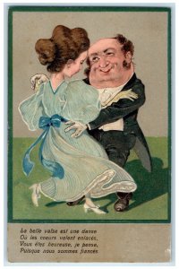 PFB Postcard Couple Romance Ugly Man Embossed c1910's Posted Antique