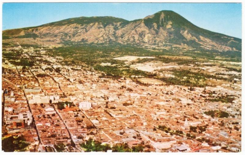 El Salvador San Salvador Aerial View Panorama 1950s-1960s Postcard