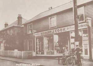 Bicycle Postman at Drapery Shop Post Office in Pitsea Basildon Postcard