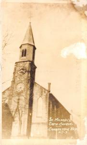 Cannelton Indiana~St Michael's Catholic Church~Clock on Steeple~Vintage RPPC