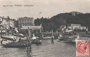 Italy Lago di Como Bellagio Imbarcadero Vintage Postcard 04.20