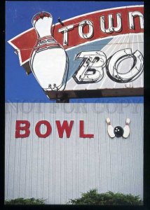 208373 USA bowling ADVERTISING only game in town old postcard