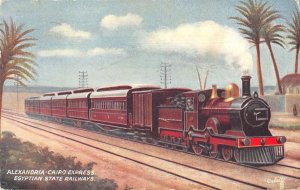 Egypt Africa Alexandria Cairo Express Railway Train Tuck Postcard AA46221