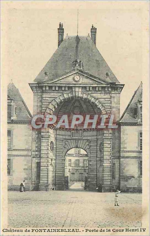 Old Postcard Fontainebleau Castle Gate Court Henry