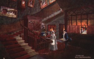 Vintage Postcard Staircase Bull Inn Rochester In Dickens Land Oilette Raphael