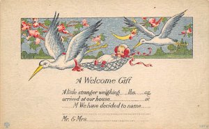 Welcome gift little stranger weighing Birth Announcement Unused 