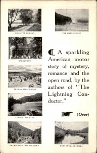 Book AD Frontispeice Williamson Lightning Conductor NE Travels Vintage Postcard