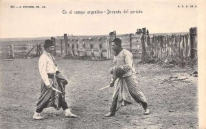 Argentina Despues del Pericon Men with Knives Vintage Postcard AA72370