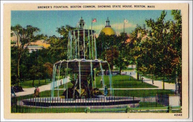 Brewer's Fountain & State House, Boston MA