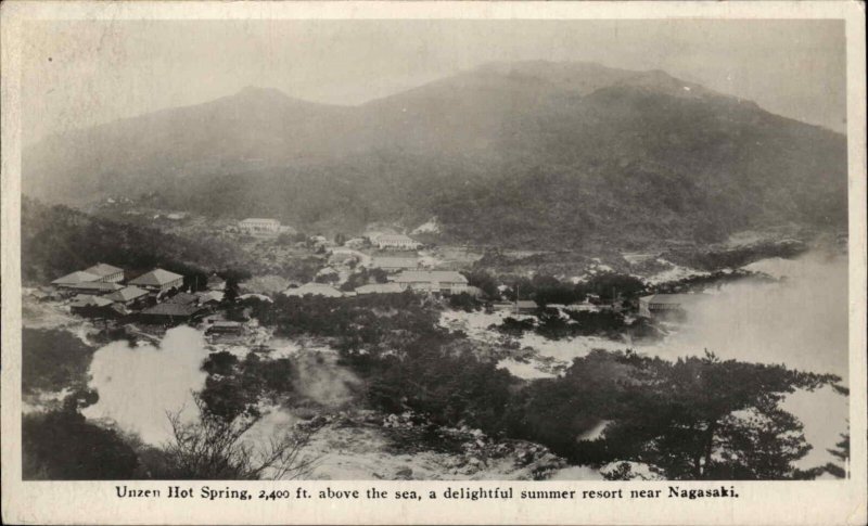 Unzen Hot Spring Near Nagasaki Japan c1910 Used Real Photo Postcard