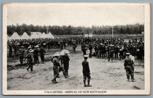 Postcard Valcartier Camp Quebec c1915 WW1 Arrival Of New Battalion