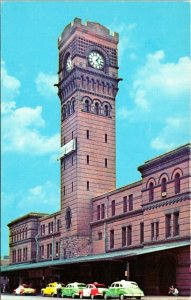 Dearborn St Station Terminal Chicago IL Illinois Clock Tower Postcard Curteich 