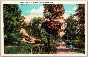 Indianapolis Indiana IND, 1925 Near Fall Creek, Road, Driveway, Vintage Postcard