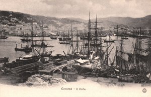 Vintage Postcard Genova Il Porto Seaport Boats & Ships Genoa Italy