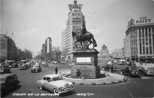 Mexico City Paseo De La Reform automobiles 1950s RPPC Photo Postcard 22-6054